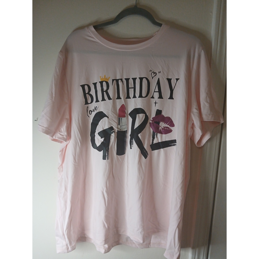 SHEIN Curve Pink Birthday Girl Graphic Tee
